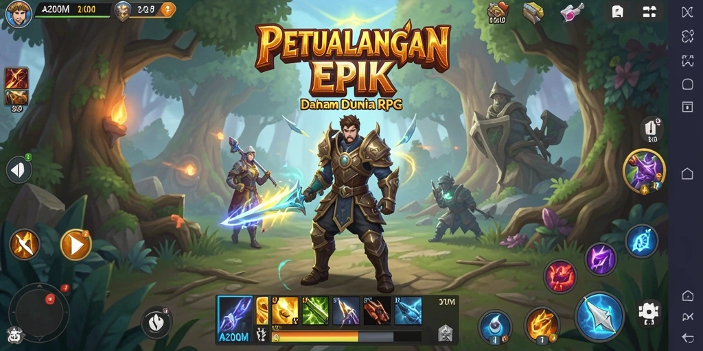 Tampilan screenshot A200M menunjukkan aksi pertarungan yang menarik dalam dunia RPG.