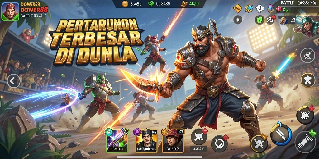 Screenshot DOWER88 menampilkan gameplay Battle Royale yang seru dan intens.