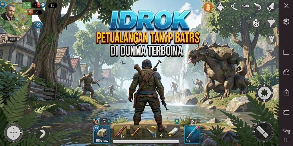 Screenshot gameplay <strong>IDROK</strong> menunjukkan eksplorasi dunia terbuka yang luas.