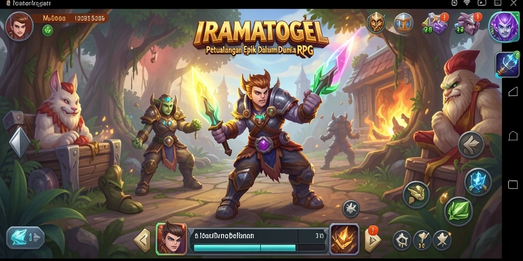 Tangkapan layar utama IRAMATOGEL menampilkan aksi pertarungan RPG yang memikat.