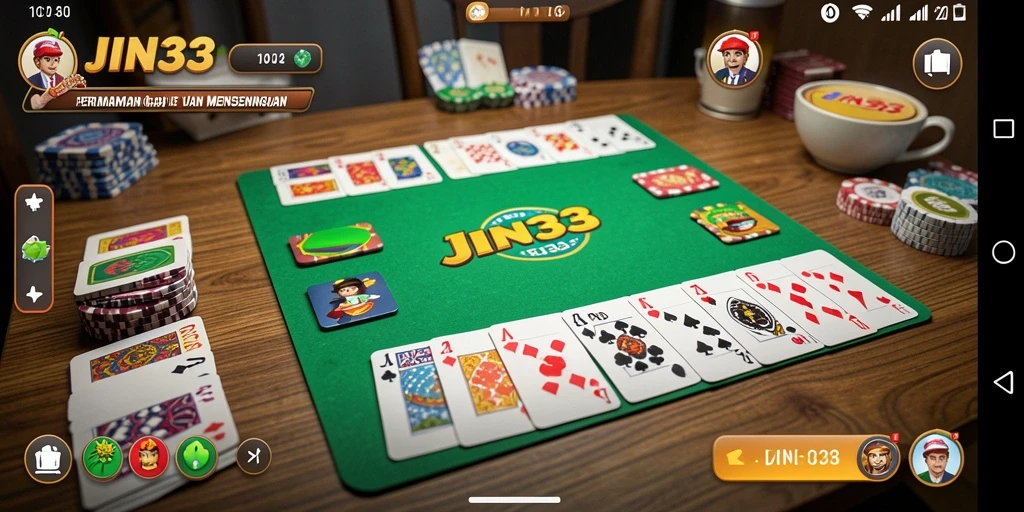 Screenshot utama JIN33 menampilkan gameplay Gaple yang seru dan menarik.