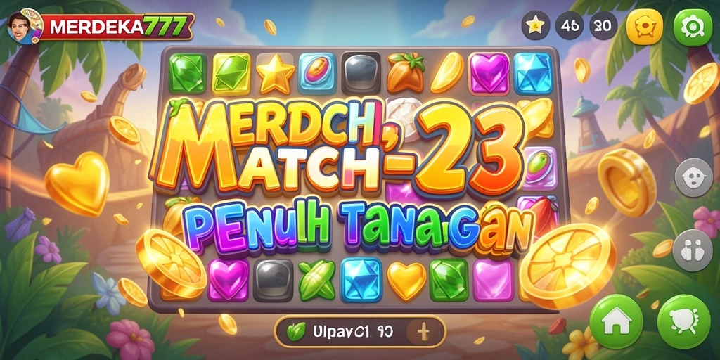 Tampilan gameplay seru game Match-3 MERDEKA777.