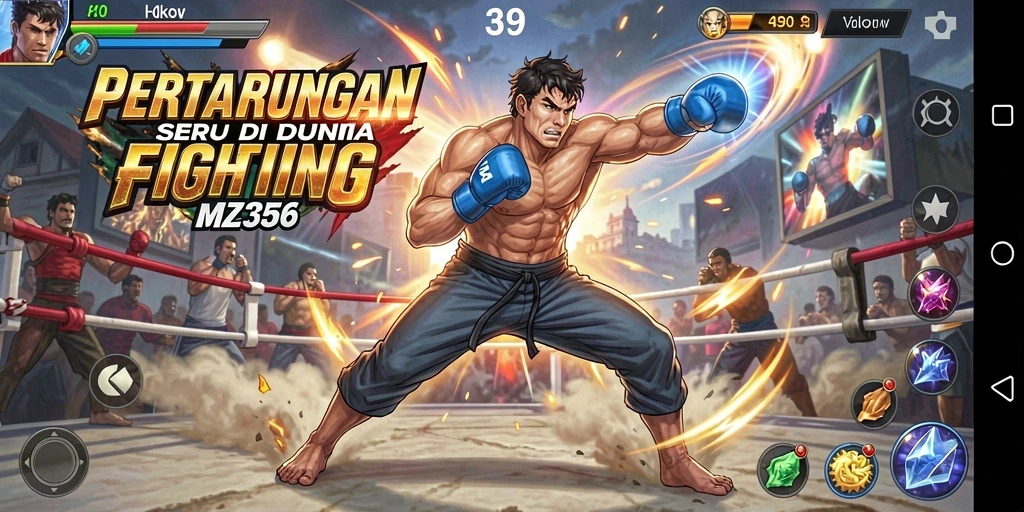 Tampilan screenshot MZ356 menampilkan pertarungan intens antara karakter yang berbeda.