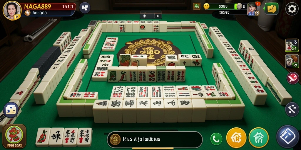 Screenshot utama NAGA889 menampilkan gameplay Mahjong yang mendebarkan.