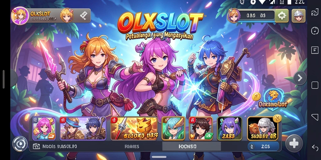 Screenshot gameplay OLXSLOT menampilkan karakter anime yang beraksi penuh warna.