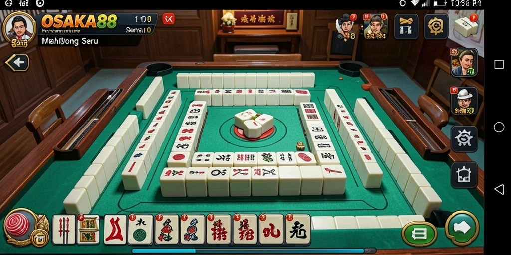 Tampilan gameplay OSAKA88 dengan ubin Mahjong berwarna-warni.