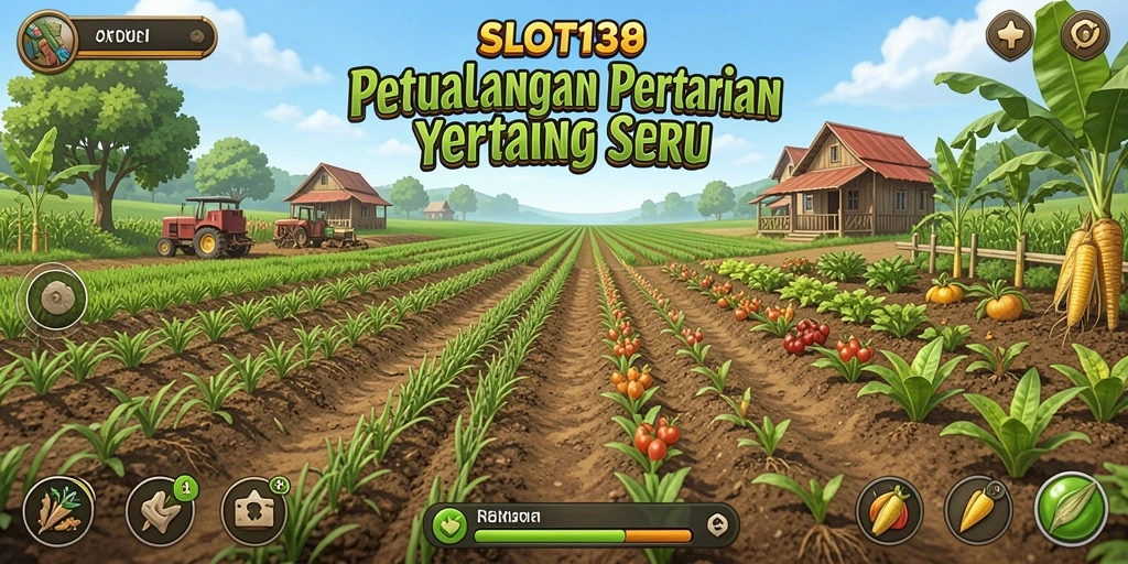 Tampilan gameplay SLOT138 dengan aktivitas bertani yang menyenangkan.
