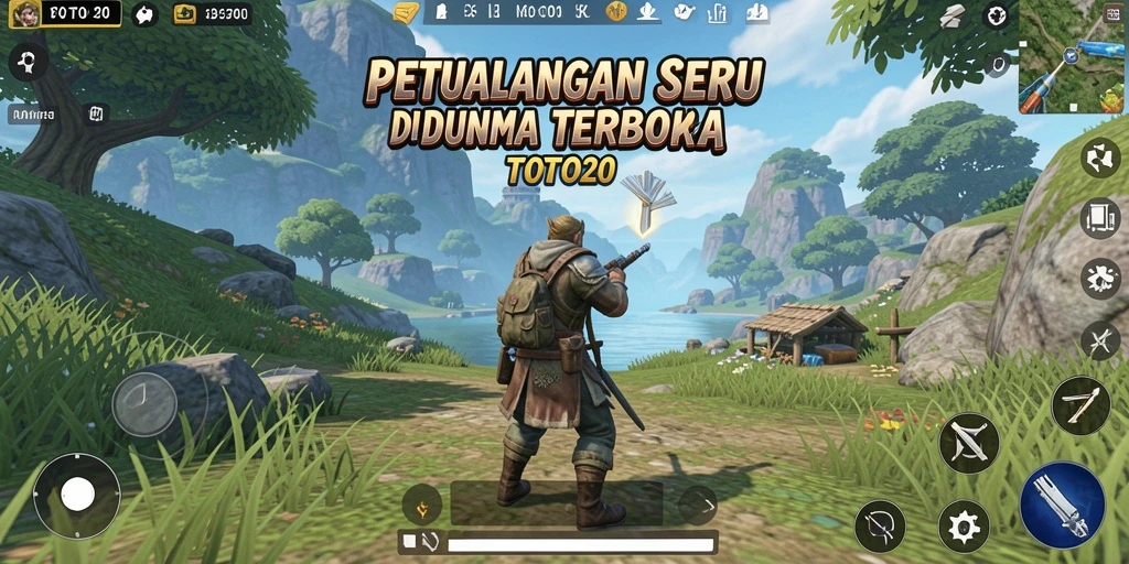Tangkapan layar gameplay TOTO20 menampilkan petualangan seru di dunia terbuka.