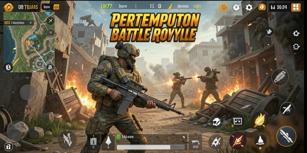 Gameplay UH77 yang seru dan menegangkan dalam pertempuran Battle Royale.