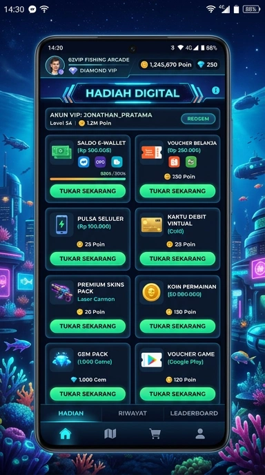 Tampilan aplikasi 62vip dengan berbagai kategori.